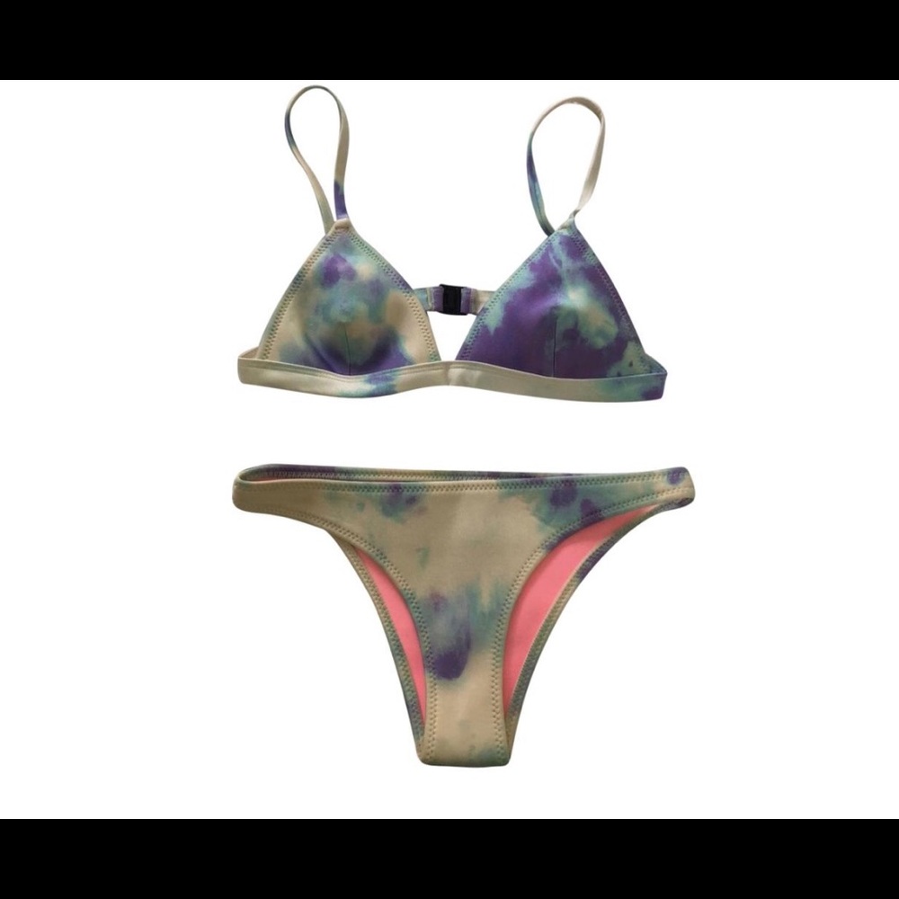 Purple tie dye triangl scuba bikini